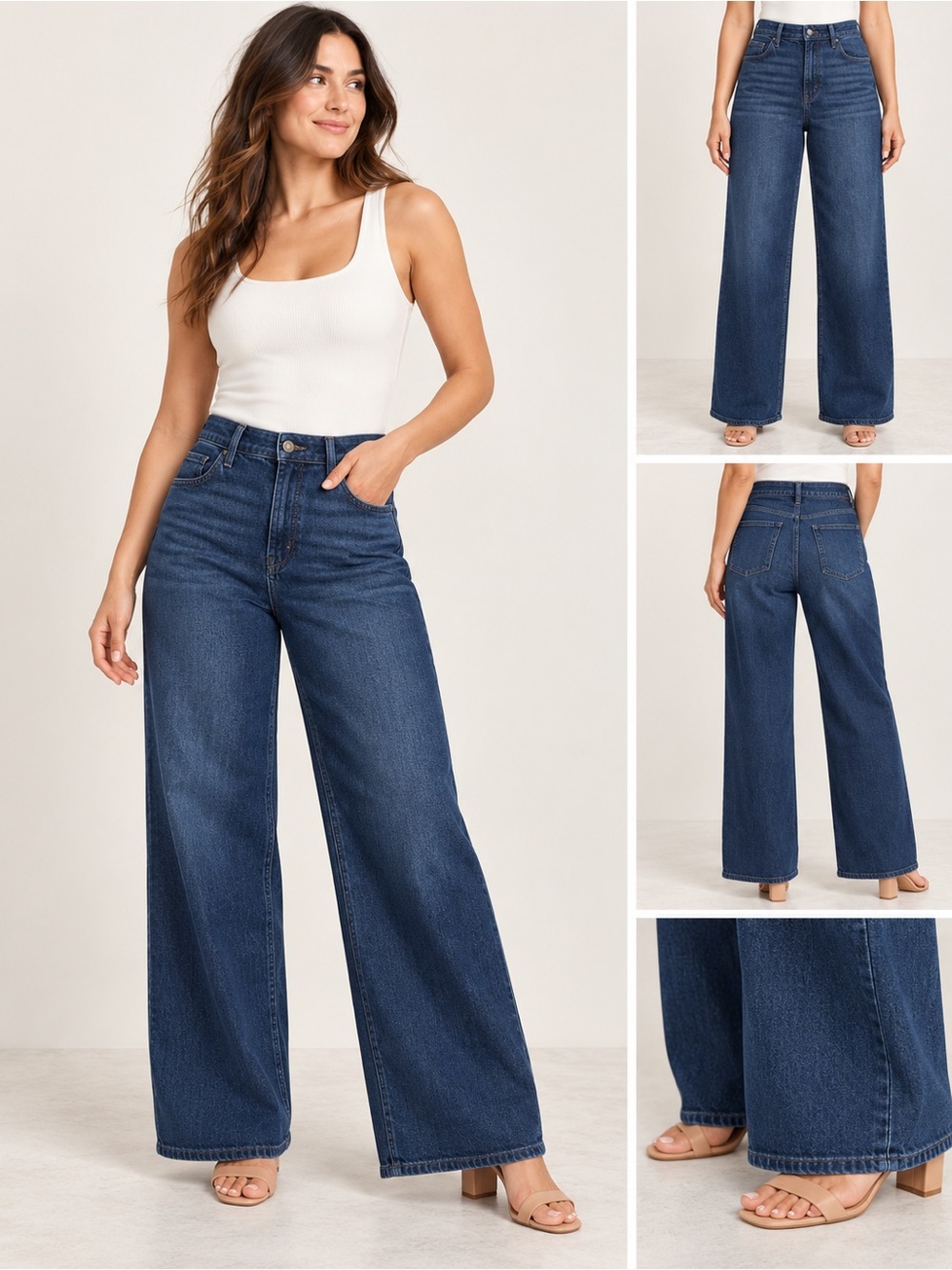 Old Navy High-Rise WOW Wide Leg Jeans Size 8 Dark Wash